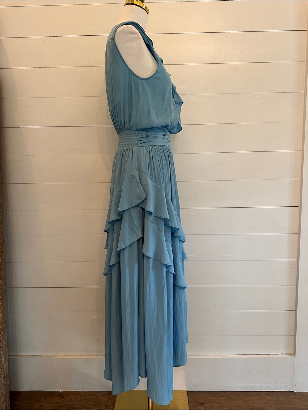 Ramy Brook Blue Ruffle V-Neck Dress - Picture 4 of 9